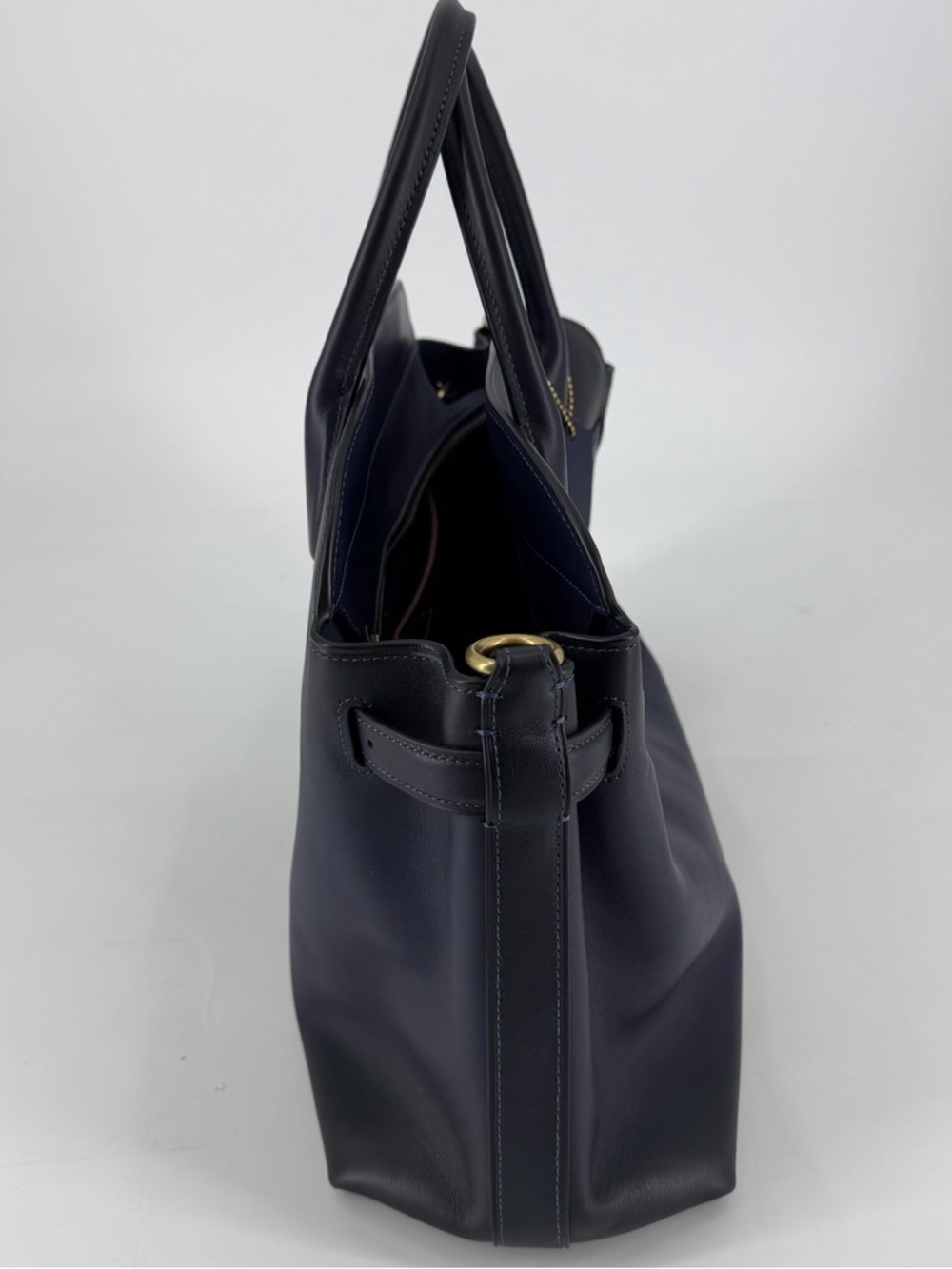 Coach Soft Empire Carryall Bag 40 Dark Navy Leather Purse - Picture 5 of 14